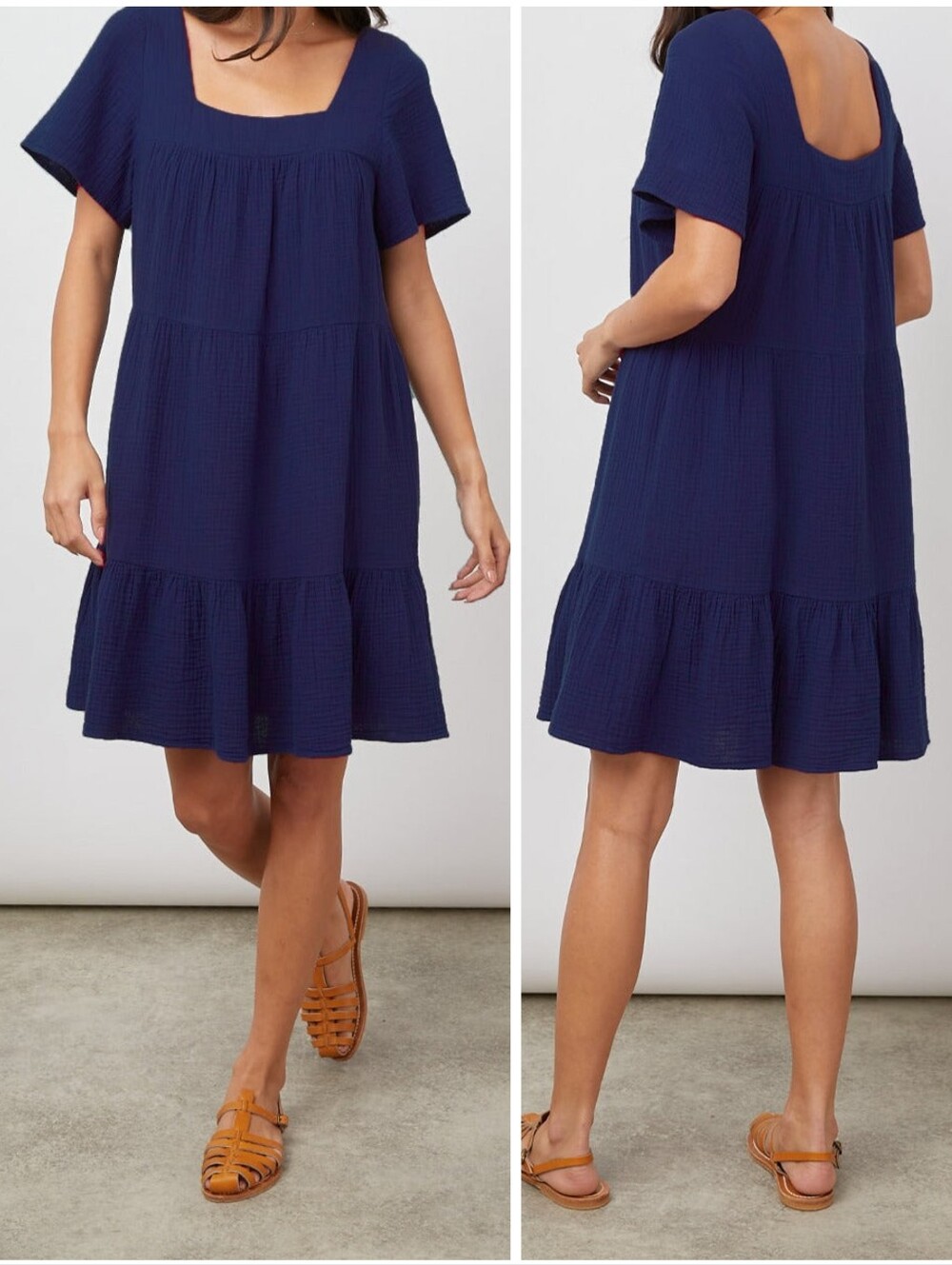 Rails Valentina Double Cotton Gauze Midi Dress Admiral Blue NWT Medium Pockets